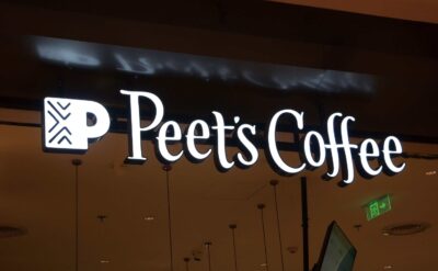 Metal Front Lit Channel Letters With Face Return For Peet's Coffee