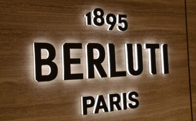 Side Lit Channel Letters With Black Acrylic Front Surface For Berluti